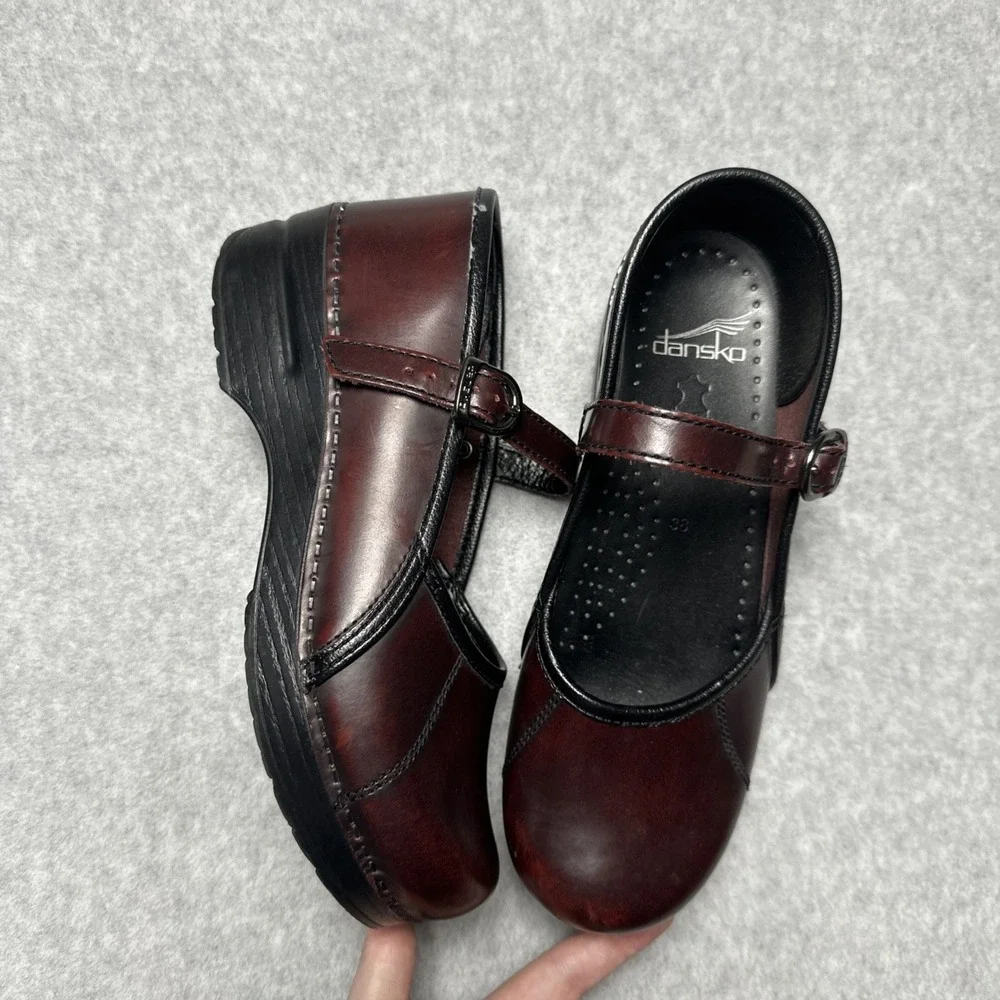 Dansko Clogs Burgundy Brown Leather Shoes Size 38 US size 7.5-8 - Picture 2 of 7